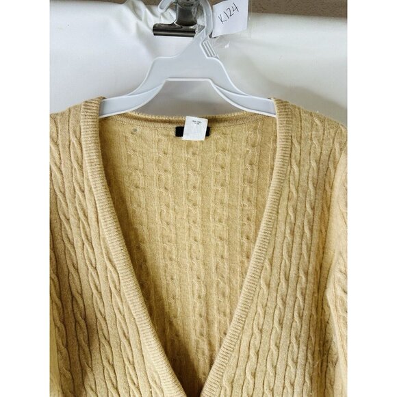 Vintage 90s J. Crew Wool Cashmere Cable Knit Cardigan Sweater - Picture 2 of 8